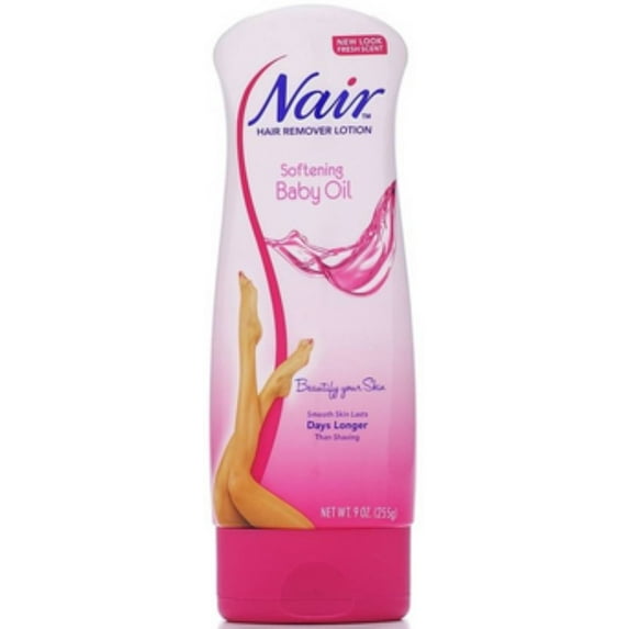 Nair Hair Remover Lotion For Body & Legs, Baby Oil 9 oz (Pack of 4)