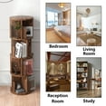 thumbnail image 2 of Easoger 4 Tier Rotating Bookshelf, 360° Rotating Wood Floor Standing Bookcase, Freestanding Storage Shelf, Swivel Bookshelf Display Rack, Brown, 2 of 8
