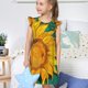 thumbnail image 4 of Balery Vibrant Sunflower Painting Camisón de princesa para niñas, pijama de algodón con mangas abullonadas, suave y bonito.-Medium, 4 of 6
