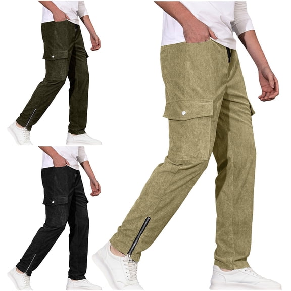 SGFCWSX Men's Fashionable Pants– Slim-Fit Casual Spring & Winter Joggers Khaki Size 2XL