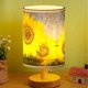 thumbnail image 1 of Lámpara de noche DIY, estilo girasol, estilo impresionista, para leer, mesita de noche, base de madera lisa, pantalla de tela rectangular, para dormitorio, sala de estar, lámpara de mesa, 5 ml, 1 of 6