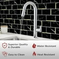 thumbnail image 2 of Dcor WOW 41006  Peel & Stick Backsplash, (8) 12x12-inch Sheet Covers 8 Sq Ft, Black Marble Subway Back Splash Tile Gold Accent, 2 of 7