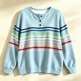 thumbnail image 7 of Enjoytime Sweatshirt for Women Striped Long Sleeve Half Button Pullover Tops Fall Fashion Casual Crew Neck Sweatshirts, 7 of 7