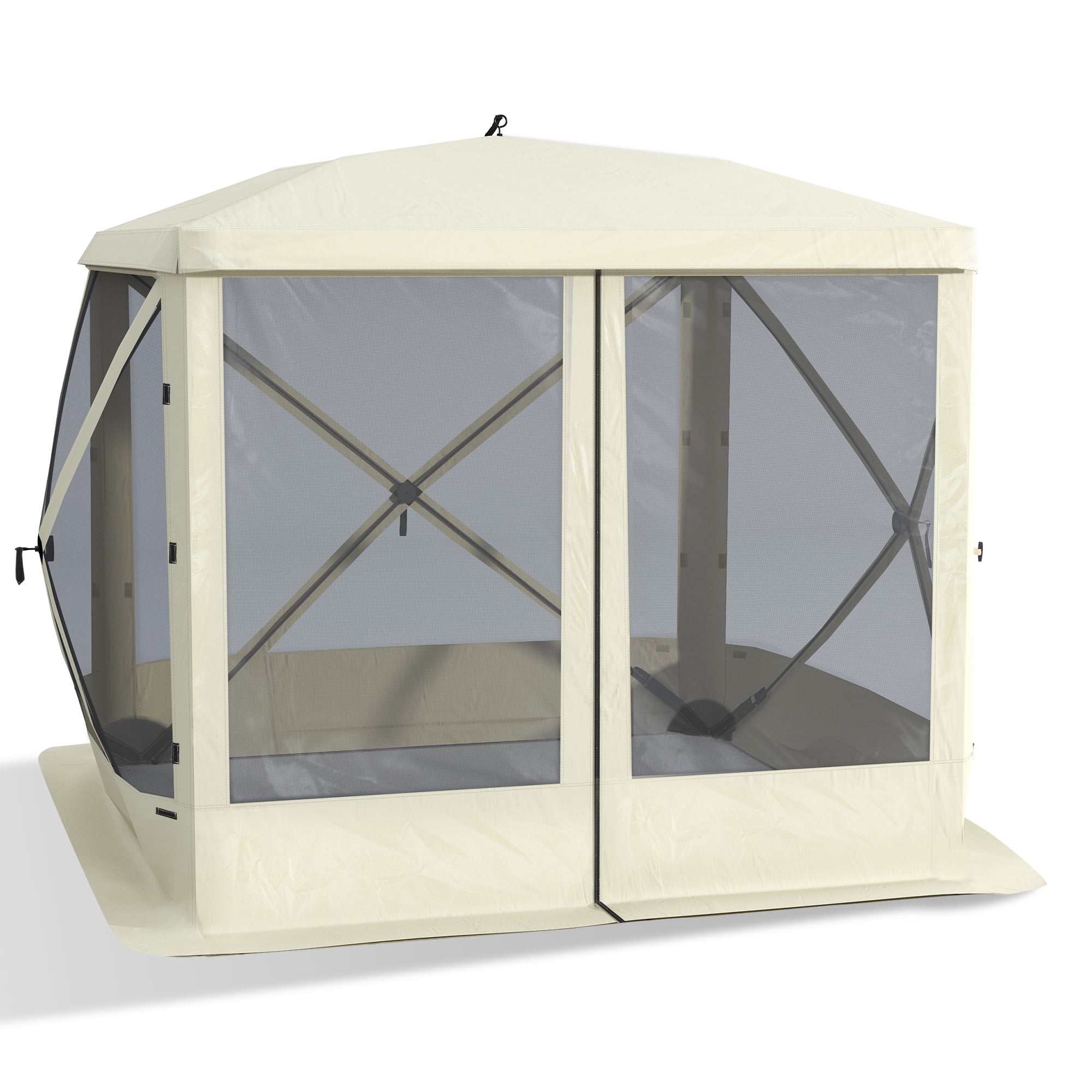 Outsunny 7’ x 7’ Beige Pop Up Outdoor Canopy, Portable Easy Set Up