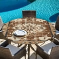thumbnail image 6 of Brown Boho Round Tablecloth, Fitted Table Cover with Elastic for 36"-44" Round Tables, Retro Western Rustic Ethnic Tribal Patterns Table Cloth Outdoor Indoor Dinning Party Waterproof Tablecloths, 6 of 7