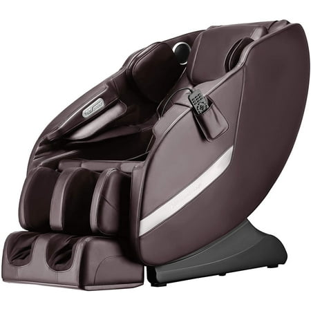 BestMassage Electric Shiatsu Zero Gravity Full Body Massage Chair Recliner with Built-in Heat Therapy Foot Roller Airbag Massage System Stretch Vibrating Wireless Bluetooth Speaker, Brown