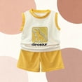 thumbnail image 5 of Loopsun Boys Girls Round Neck Tank Top Print Cami and Shorts Soft Lightweight Summer Daily Wear Outfit Yellow, 3-4 Years, 5 of 5