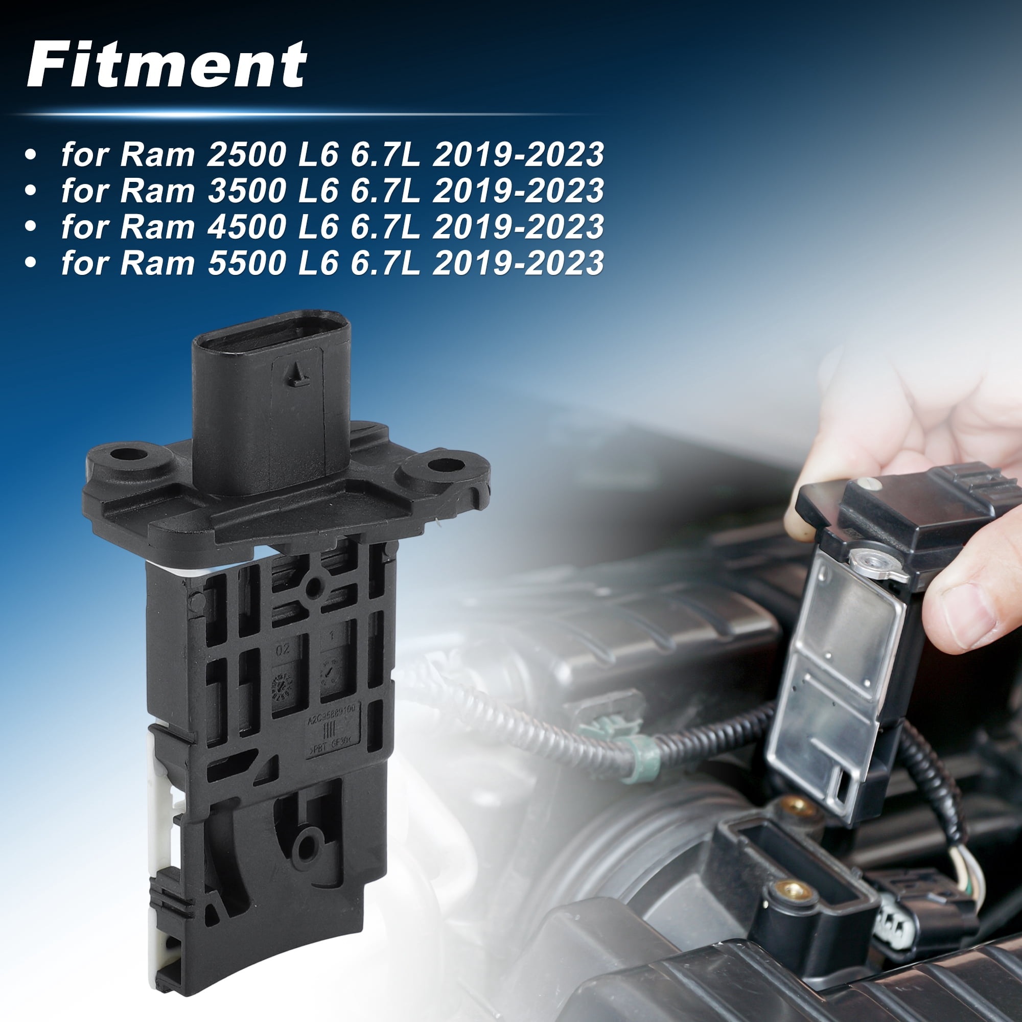 MAF Mass Air Flow Sensor Meter for Ram 2500 3500 4500 5500 L6 6.7L 2019 2020 2021 2022 2023 Replacement 2451616/5S17349/68334657AA