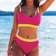 thumbnail image 3 of Lopeceal Women High Waisted Bikini Set Cute Bikinis for Teen Girl Sports Color Block Swimsuit 2 Piece High Cut Bathing Suit, 3 of 4