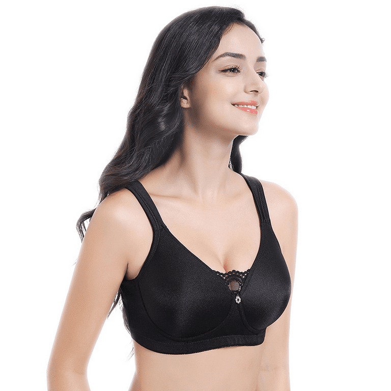 BIMEI Women's Mastectomy Bra Pockets Wireless Post-Surgery Invisible  Pockets for Breast Forms Everyday Bra Plus Size Bra 9818,Black, 38A 