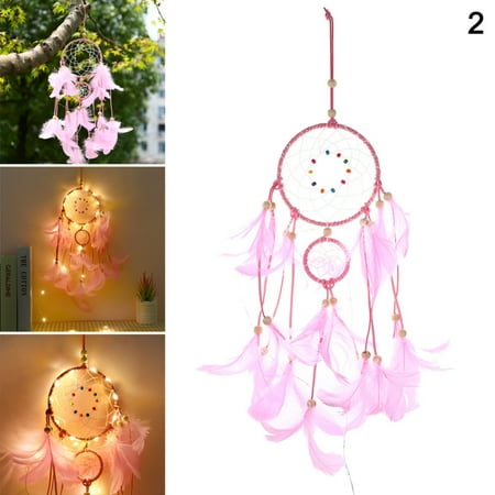 

LED Colored Light Dream Catcher Feather Handmade Dreamcatcher with String Light Dreamcatchers Home Office Bedroom LED Colored Light Dream Catcher Feather Handmade with String Light 2