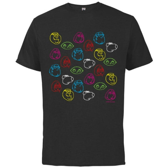 Family Guy Peter Lois Meg Stewie Brian Chris Neon Faces - Short Sleeve Cotton T-Shirt for Adults - Customized-Black