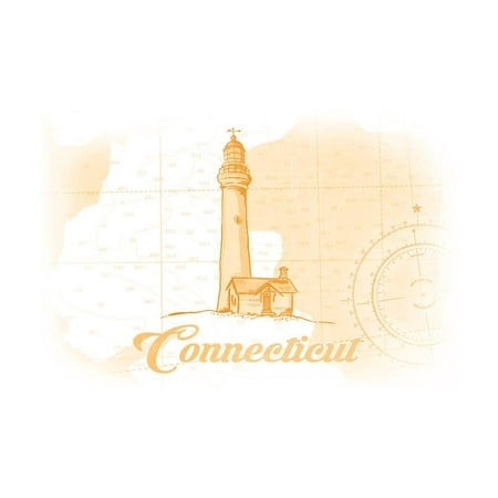 Connecticut - Lighthouse - Yellow - Coastal Icon Print Wall Art By Lantern