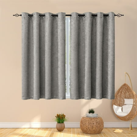 Subrtex Thermal Insulated Grommet Blackout Curtains for Bedroom  Set of 2 Panels  52 ×63   Light Grey