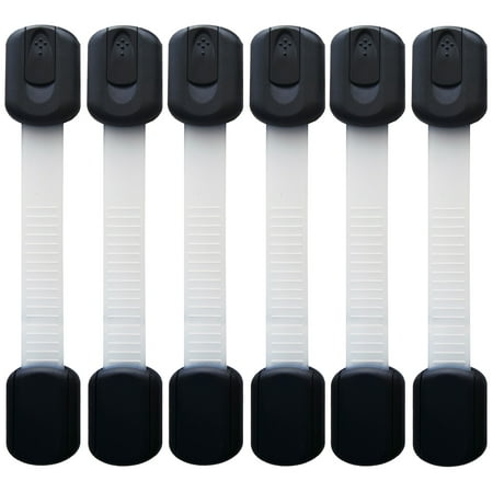 Jessa Leona Baby Safety Locks to Child Proof Cabinets, Drawers, Appliances, Toilet Seat, Fridge and Oven No Tools Required Uses 3M Adhesive with Adjustable Strap and Latch System (6-Pack Black)