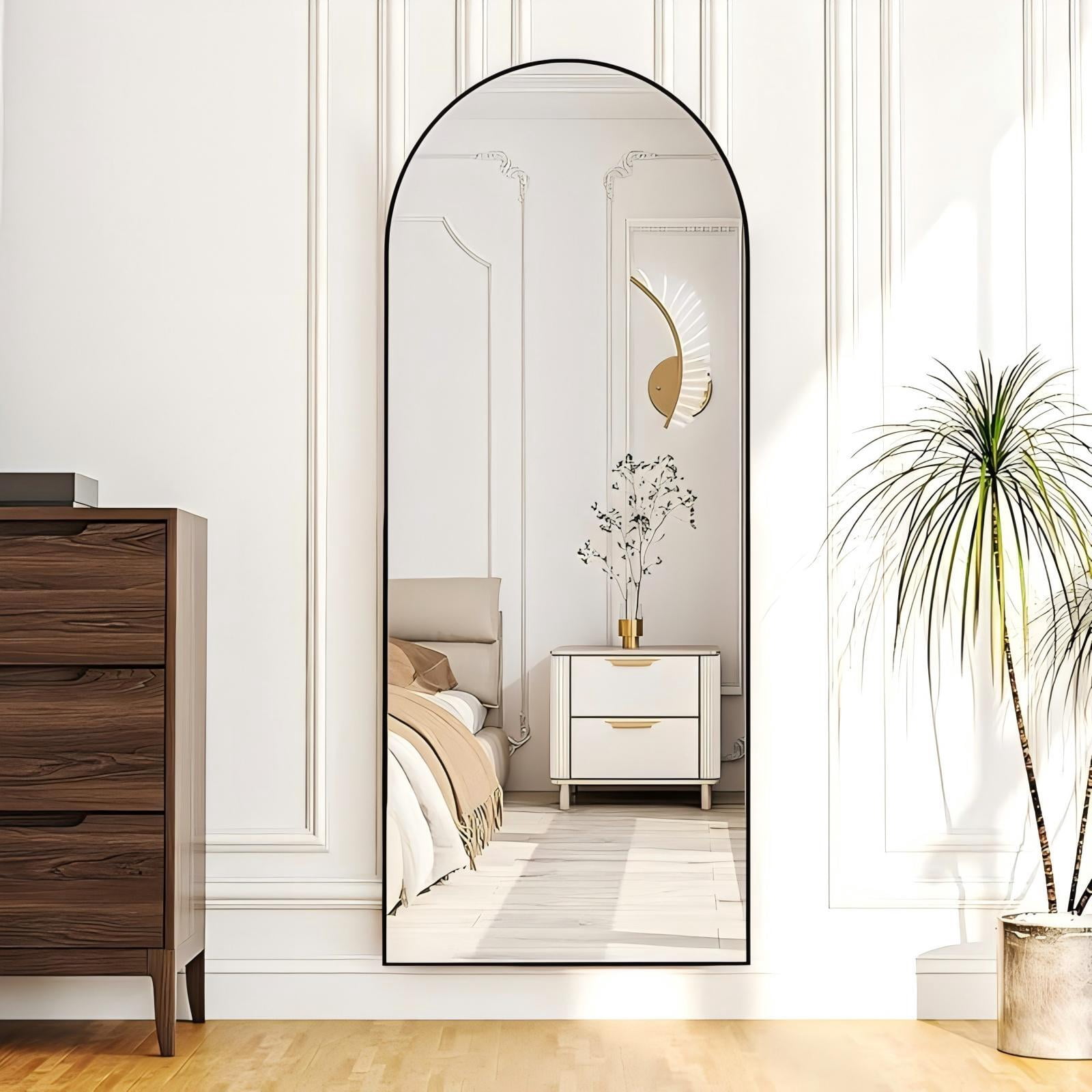 Lumora 59"x 16.5" Arch Full Length Mirror with Stand, Modern Full Body Mirror,Black