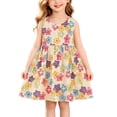 thumbnail image 4 of IFNWSV Girls Floral Print Sleeveless Summer Dresses Cotton A Line Beach Sundress Casual Dress with Pockets Multicolor 8-9 Years, 4 of 6