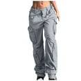 thumbnail image 2 of HOWPAY Cargo Jeans for Women Wide Leg High Waisted Stretchy Loose Denim Pants with Pockets Boyfriend Casual Streetwear Baggy Pants Grey XL, 2 of 6