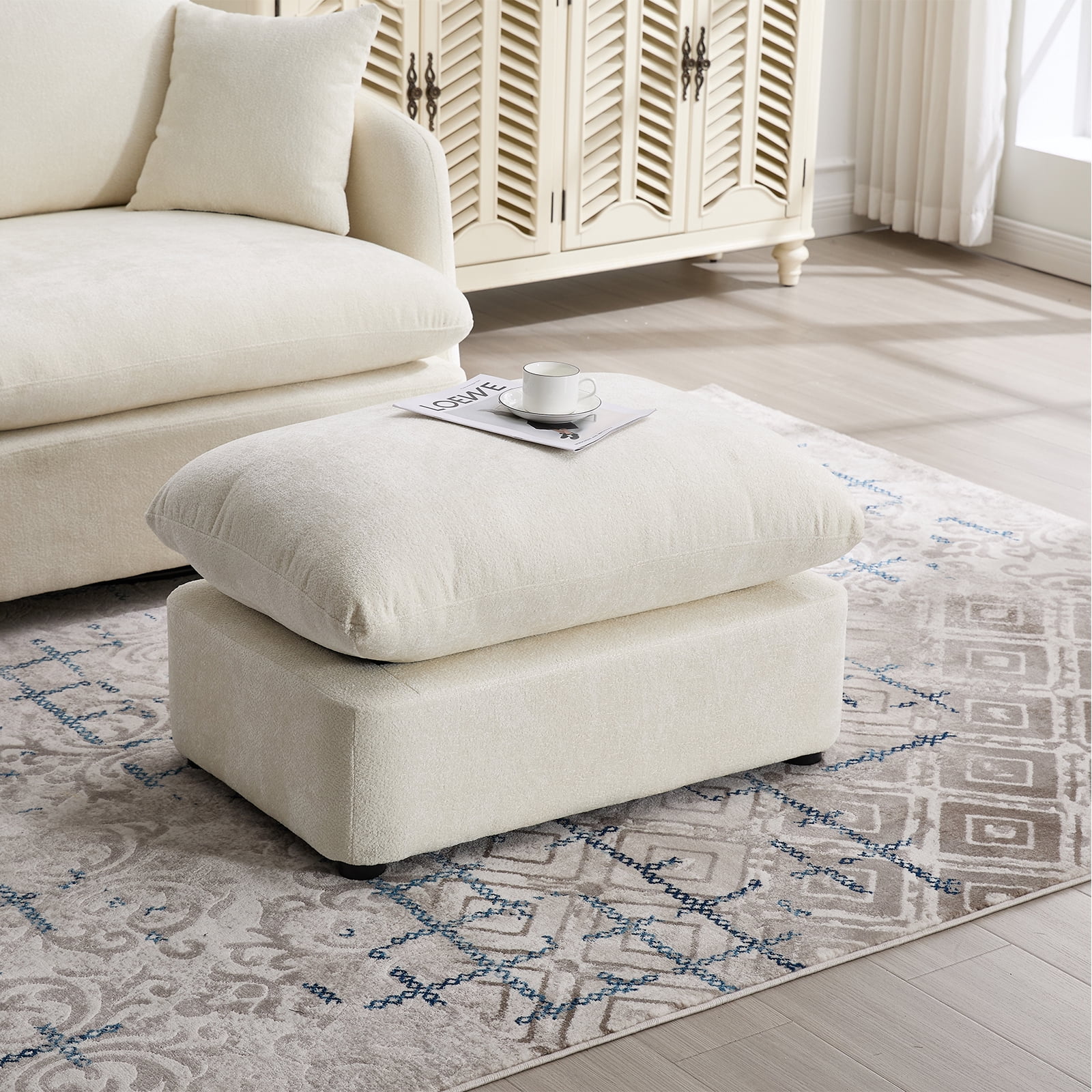 44.6" W Oversized Swivel Armchair with Ottoman,37.8" Large Seat Width Accent Chair with 3 Pillows