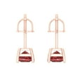 thumbnail image 4 of 0.5 ct Screw-Back Stud Earrings for Women | 3.5mm Princess Cut Natural Garnet | 18K Rose Gold, 4 of 5