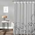thumbnail image 2 of Orinice  Grey Shower Curtain, Ornament Border with Swirls Dots in Rococo Style Renaissance Details, Cloth Fabric Bathroom Decor Set with Hooks,  White, 2 of 7