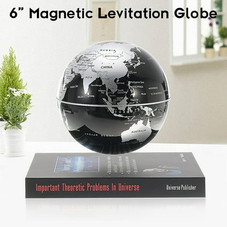 Magnetic Field Levitation - 6 Inch Levitation Magnetic Rotate Globe Floating Levitating Earth Map With BookBase Black Desktop Decor Birthday Christmas Kid Gift Home Office Decor