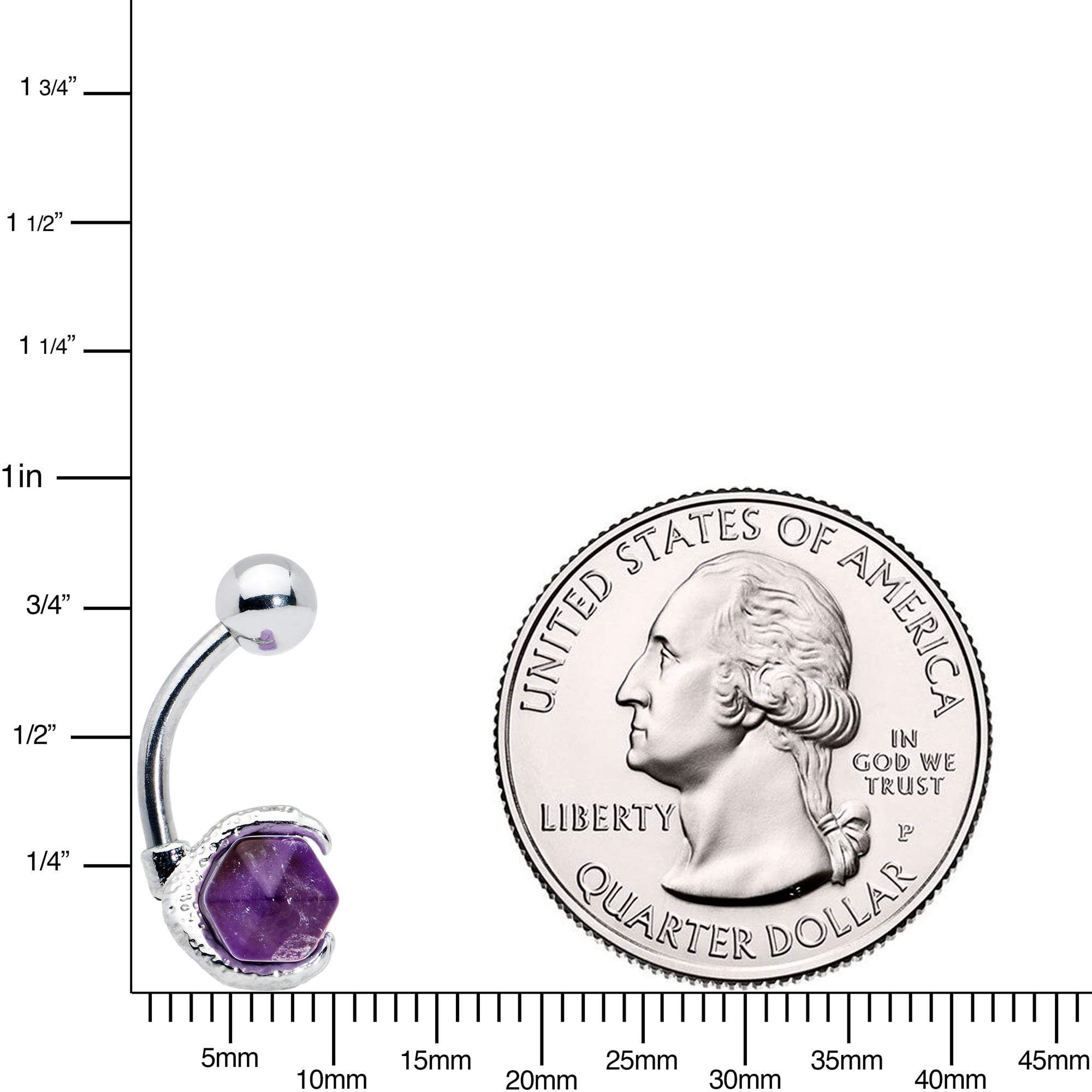Amethyst belly clearance button ring