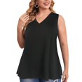 thumbnail image 2 of USSUMA Womens Summer Tops and Blouses Trendy Women V Neck T Shirts Summer Tops Sleeveless Plus Size Tunic Tops Blouse Casual Loose Tank Top T Shirts Summer Tops Tee Female, 2 of 7