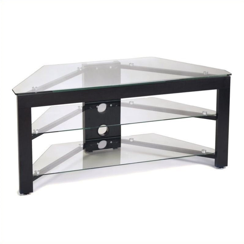 Convenience Concepts 43 Classic Glass And Wood Corner Tv Stand In Black