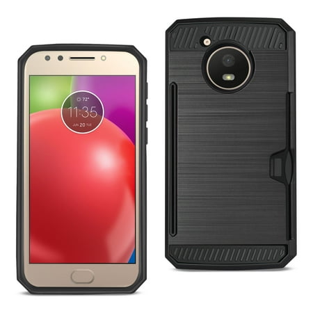 Motorola Moto E4 Active Slim Armor Hybrid Case With Card Holder In Black