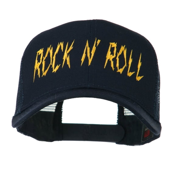 Rock and Roll Embroidered Mesh Cap - Navy OSFM