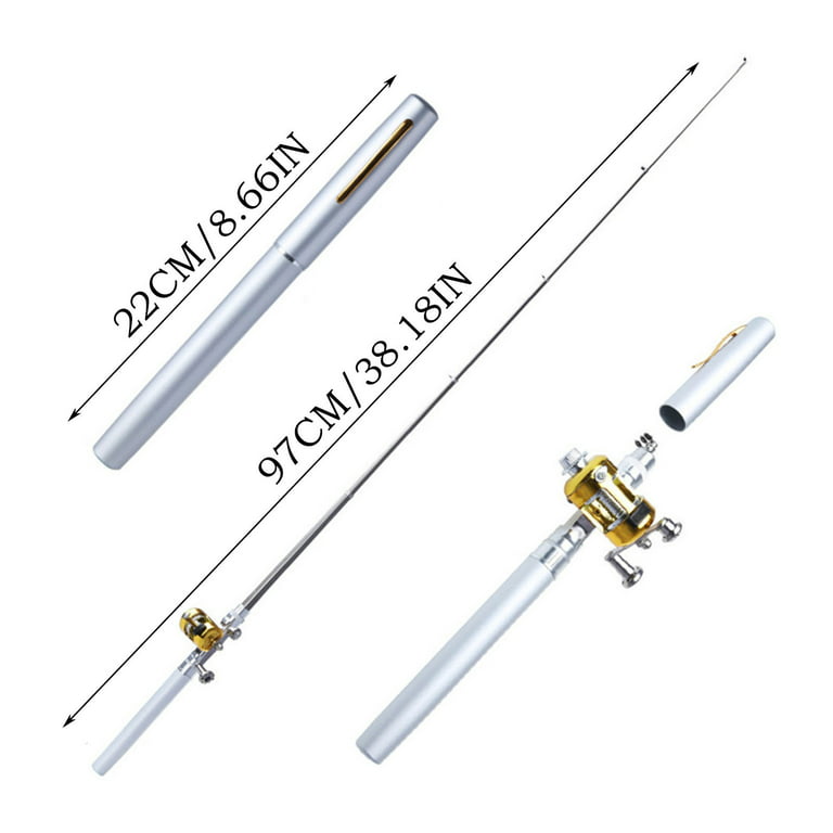 Best Gift! Pocket Size Fishing Rod, Premium Mini Telescopic Collapsible Pocket Fishing Rod, Portable Collapsible Micro Pen Fishing Rod Reel Combo Set