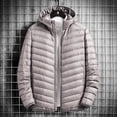 thumbnail image 2 of LpwkSSA Men's Clothes Mens Solid Color Zippered Pockets Fashionable Standing Collar Lightweight Business Down Jacket Gray M, 2 of 3