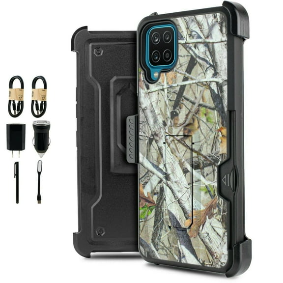 Value Pack ! for Samsung Galaxy A12 5G with Tempered Glass Card Slot Magnetic Phone Case 360° Cover Clip Kickstand Holster Hybrid Shock Bumper