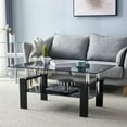 thumbnail image 2 of Veryke Modern Glass Coffee Table with Lower Shelf, Rectangle Center Table for Living Room, Black, 2 of 7