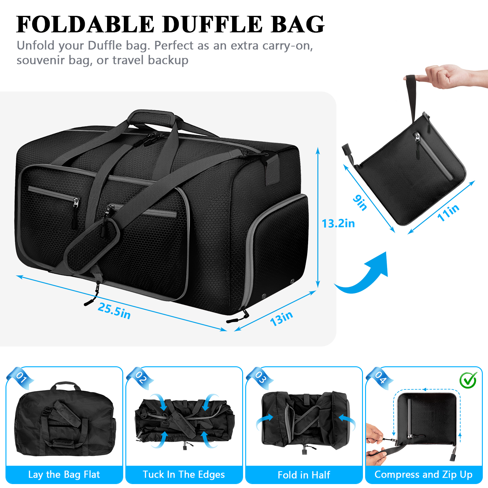 Cshidworld 65L Foldable Duffel Bag Travel Gym Bag photo 2