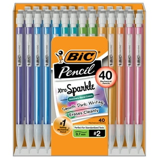 BIC Xtra-Sparkle Number 2 Mechanical Pencils With Erasers (MPLP241-BLK),  Medium Point (0.7mm), 24-Count Pack, Cute Mechanical Pencils For Girls,  Boys