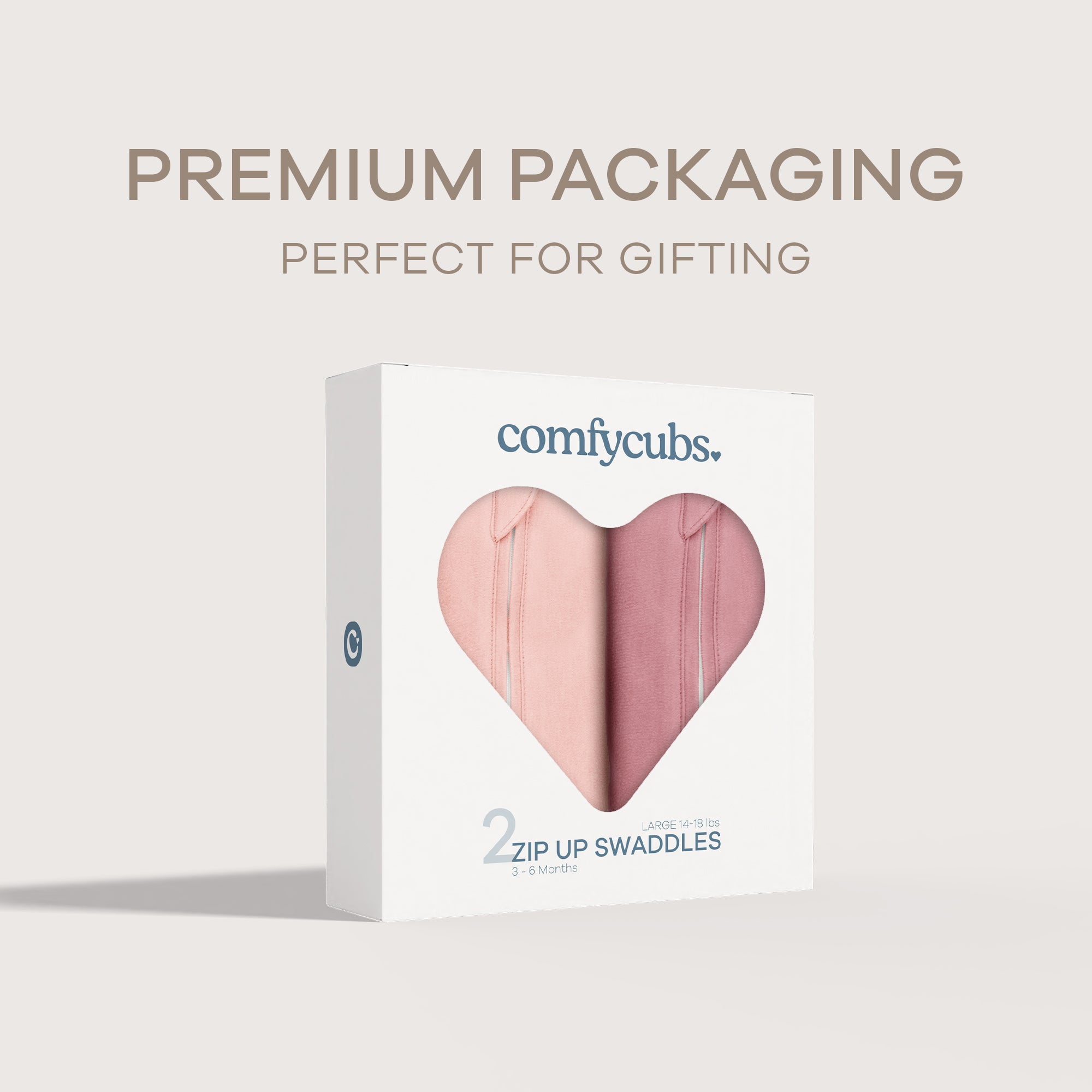 Comfy Cubs Swaddle Blanket Baby Girl Boy Easy Zipper Wrap 2 Pack Infant (Large 3-6 Months, Blush, Mauve)