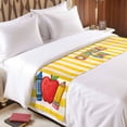 thumbnail image 3 of Red Fruit Bed Runner for King Size Bed, Crayon Pencil Yellow Stripes Childlike Cartoon Soft Bedding Scarf Bedding Protector Slipcover Sofa Throw for Bedroom Hotel Guesthouse, 3 of 8