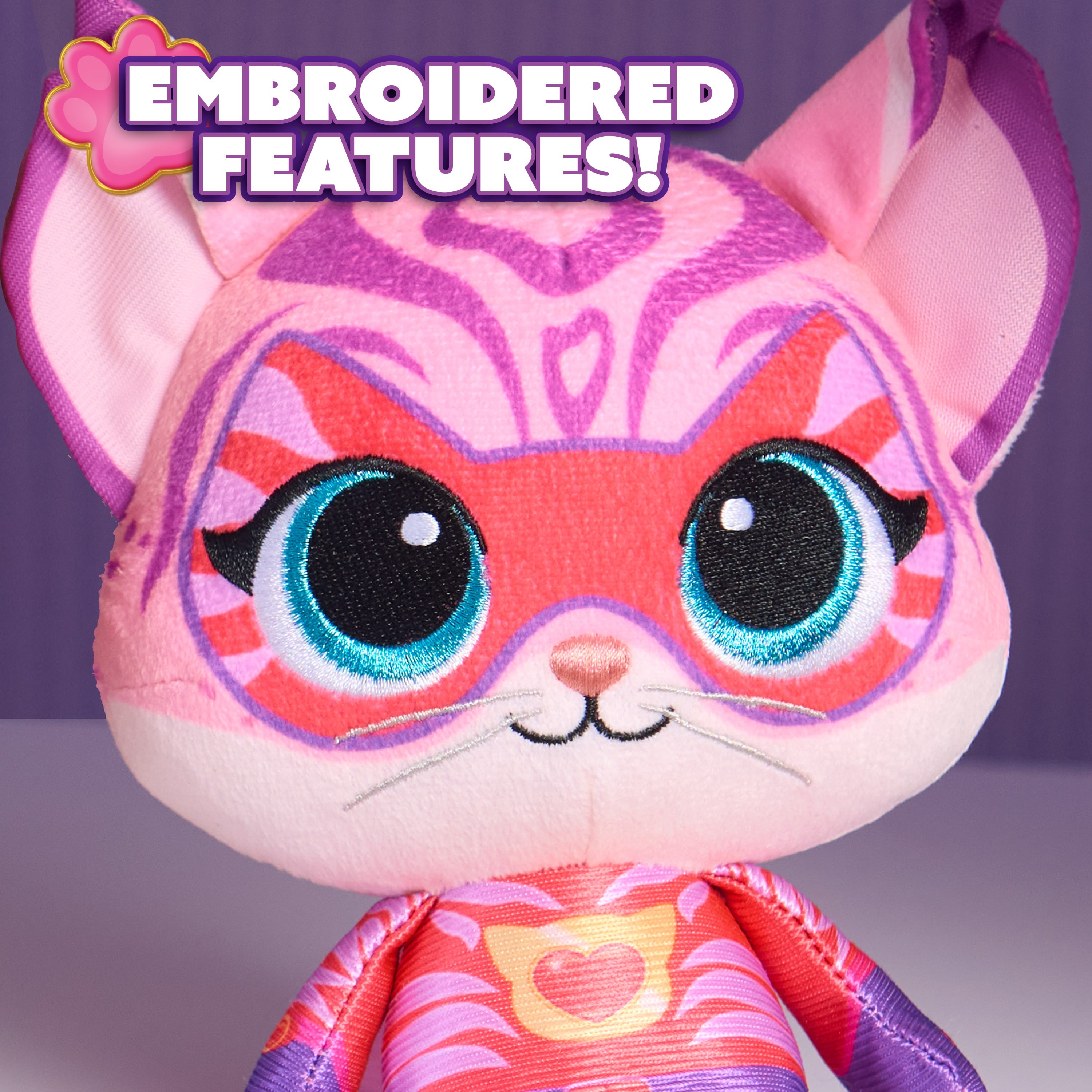 Disney Jr. SuperKitties Willa Small Plush Stuffed Animal with Glitter Eyes and Embroidered Details, , Ages 3+