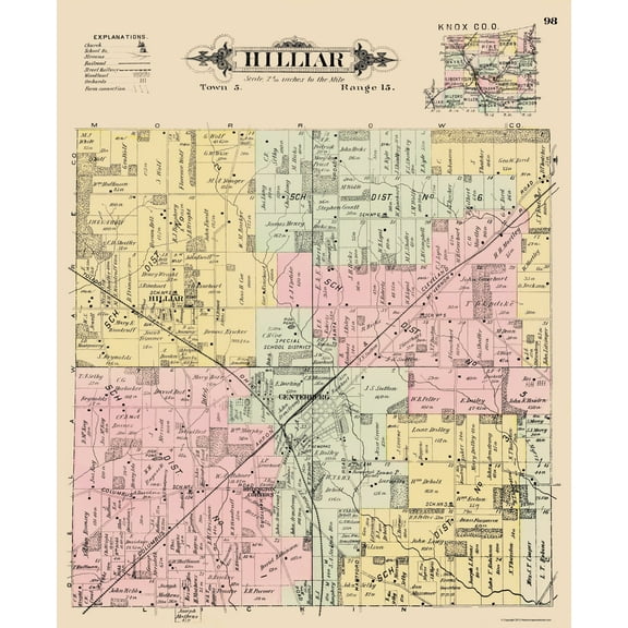 Historic City Map - Hilliar Ohio - Caldwell 1896 - 23 x 28.01 - Vintage Wall Art