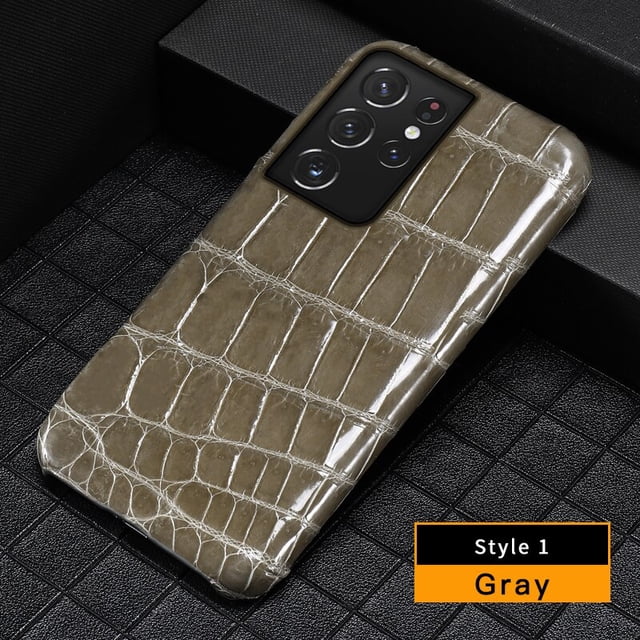 Funda de cuero de cocodrilo 100% Natural para teléfono Samsung Galaxy S23 S21 S22 Ultra S20 FE S10 S21 Plus Note 20 A71 A51 A52 A53 A54 qym unisex