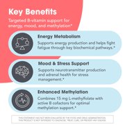 MethylPro B Complex + 15mg L-Methylfolate - Professional Strength Vitamin B Complex + Folate Supplement for Energy, Mood + Immune Support - Vitamin B12, Vitamin B6, Vitamin C + More - (30 Capsules)