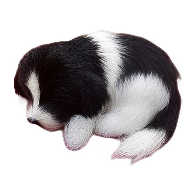 Bewildely Modelo de perro propenso, negro, blanco, ligero, liso, perrito, miniaturas, patrón de animales, estilo de algodón, multicolor, adorno para el Decoración como se muestra 1 Bewildely HA075121-01