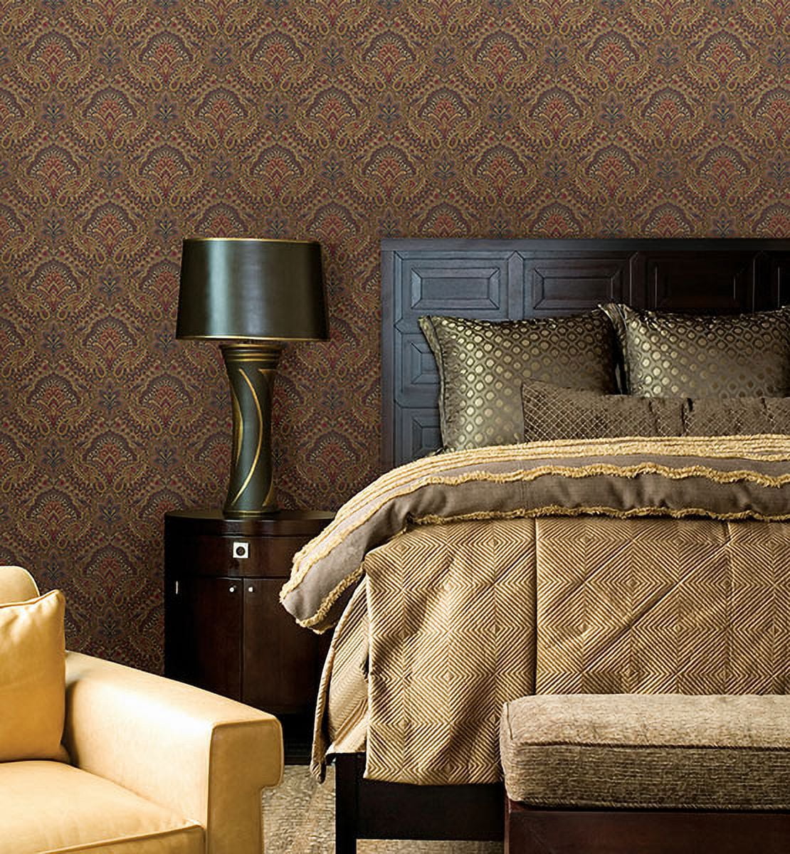 Beacon House Cypress Ink Paisley Damask Wallpaper