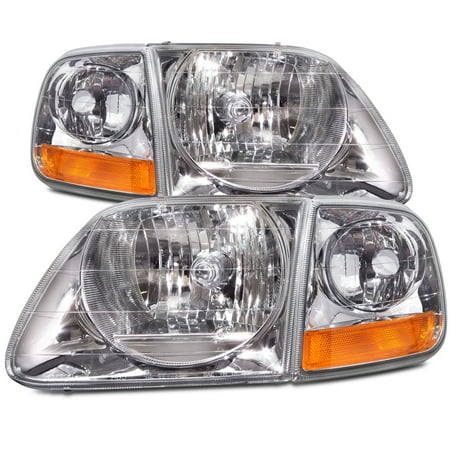 Ford Expedition Chrome Wheels - Ford F-150/Expedition Lightning-Style New 4-Piece Set Headlights FO2502182 and FO2503182