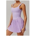 thumbnail image 6 of PISONIC Womens Tennis Golf Dress with Built-in Bra Shorts Backless Square Neck Pleated Hem Athletic Dresses with Pockets, 6 of 7