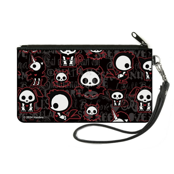 Skelanimals Wallet, Zip Pouch, Skelanimals Character Collage Black Gray Red White, Canvas