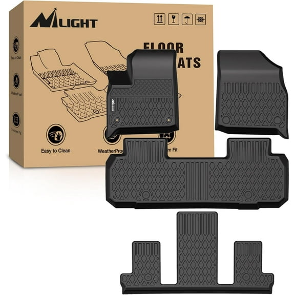 Nilight TPE Floor Mats for 2018 2019 2020 2021 2022 2023 2024 Chevy Traverse Bucket Seats,All Weather Custom Fit Heavy Duty Floor Liners,Black