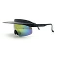 thumbnail image 3 of Retro Half Rim Visor Color Mirror Wrap Sport Oversized Plastic Sunglasses Black - Rainbow Mirror, 3 of 4